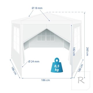 Pawilon Namiot Ogrodowy Sześciokątny Biały SASKA GARDEN 200 x 200 x 260 cm