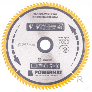 Tarcza Ostrze do Cięcia Drewna Widiowa Stalowa Solidna POWERMAT 255 mm