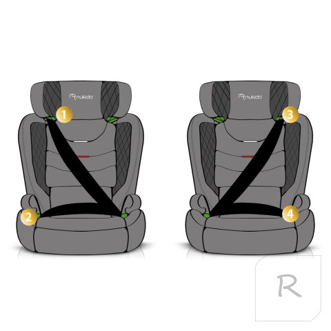 Fotelik samochodowy Nukido Louis Soft czarno-szary 15-36 kg ISOFIX