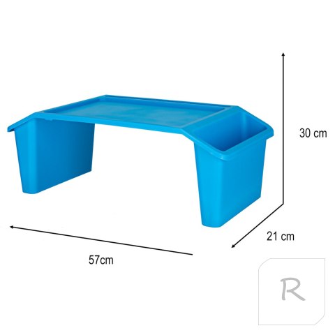 Stolik pod laptopa z organizerem niebieski