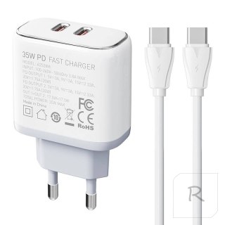 Ładowarka sieciowa LDNIO A2528C 2USB-C 35W + Kabel USB-C - USB-C