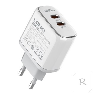 Ładowarka sieciowa LDNIO A2528C 2USB-C 35W + Kabel USB-C - USB-C