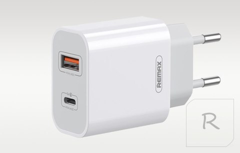 Ładowarka sieciowa Remax, RP-U68, USB-C, USB, 20W (biała) + kabel Lightning