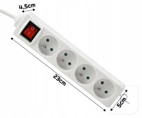 PRZEDŁUŻACZ SIECIOWY PRĄDOWY LISTWA ZASILAJĄCA UZIEMIENIE 4 GNIAZDA 5M