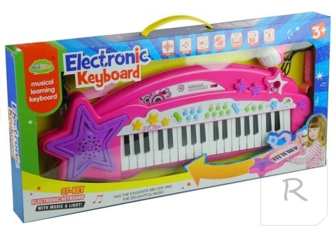 Keyboard Organki 37 Klawiszy MP3 Mikrofon Różowe