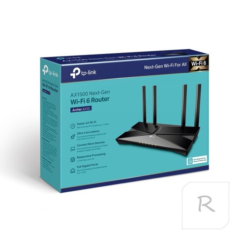 TP-LINK | AX1500 Wi-Fi 6 Router | Archer AX10 | 802.11ax | 1201+300 Mbit/s | 10/100/1000 Mbit/s | Ethernet LAN (RJ-45) ports 4 |