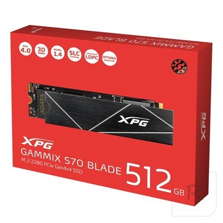 ADATA | XPG Gammix S70 BLADE | 512 GB | SSD form factor M.2 2280 | SSD interface PCIe Gen4x4 | Read speed 7400 MB/s | Write spe