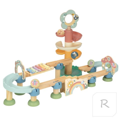 Tooky Toy Drewniany Muzyczny Tor Kulkowy Kulodrom 44 el. Pastelowe