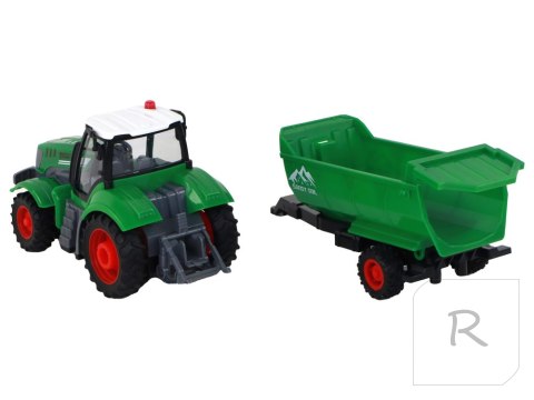 Zdalnie Sterowany Ciągnik Traktor R/C z Przyczepą 1:24 Światła Zielony