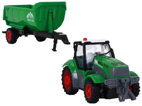 Zdalnie Sterowany Ciągnik Traktor R/C z Przyczepą 1:24 Światła Zielony