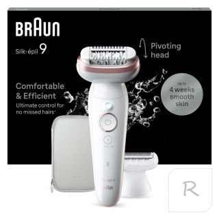 Braun Epilator | SES9-030 Silk épil 9 | Operating time (max) 50 min | Number of power levels 2 | Wet & Dry | White/Rose