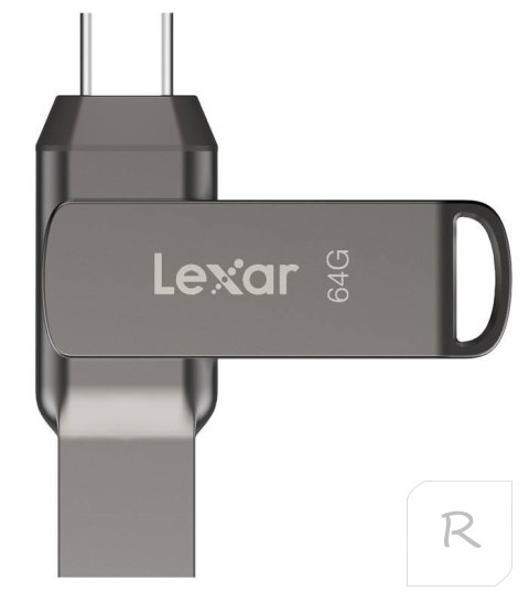 Lexar | Pendrive 2 w 1 | JumpDrive Dual Drive D400 | 64 GB | USB 3.1 | Szary