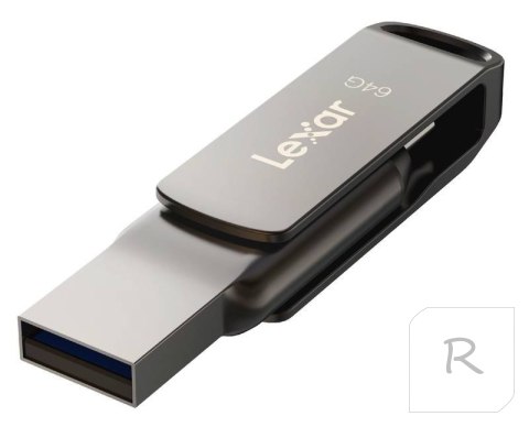 Lexar | Pendrive 2 w 1 | JumpDrive Dual Drive D400 | 64 GB | USB 3.1 | Szary