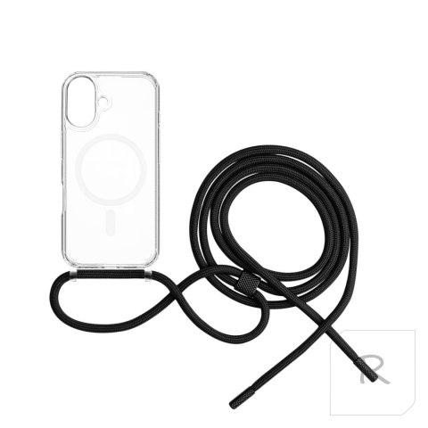 Fixed | MagPure Neck | Back Cover with Lanyard | Apple | iPhone 16 | TPU | Clear, Black