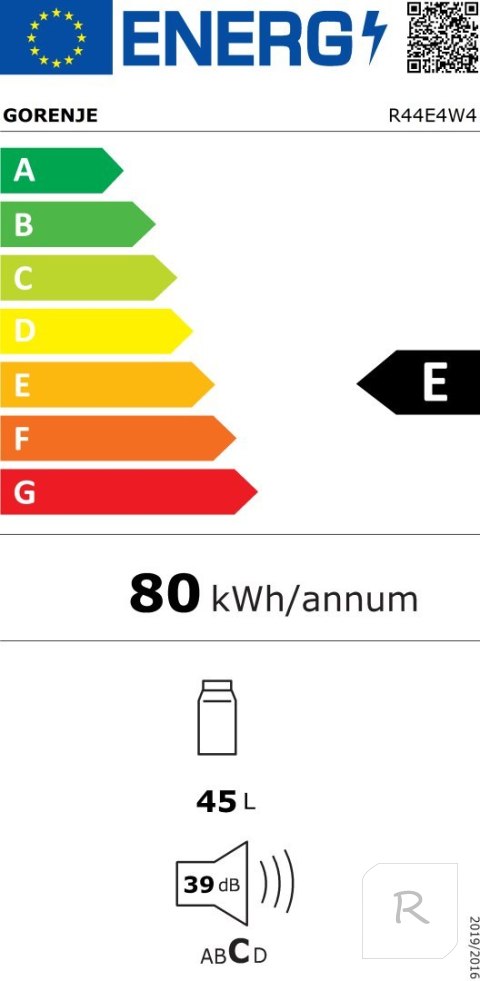 Gorenje Refrigerator | R44E4W4 | Energy efficiency class E | Free standing | Larder | Height 50 cm | Fridge net capacity 45 L |