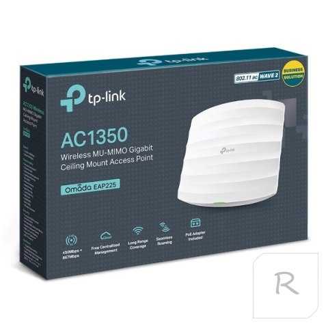 TP-LINK | EAP225 | Access Point | 802.11ac | 2.4GHz/5GHz | 450+867 Mbit/s | 10/100/1000 Mbit/s | Ethernet LAN (RJ-45) ports 1 |