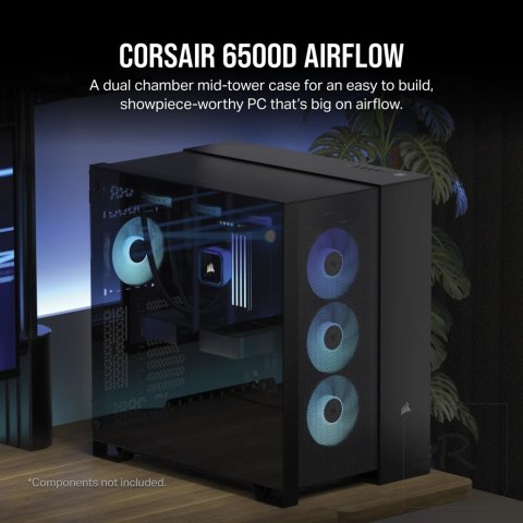 Corsair Dual Chamber PC Case | 6500D AIRFLOW | Black | Mid-Tower | Power supply included No | ATX