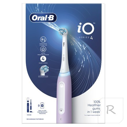 Oral-B | iO4 | Elektryczna szczoteczka do zębów | Akumulatorowa | Dla dorosłych | Fioletowa | Liczba głowic: 1 | Liczba trybów s