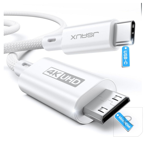 JSAUX kabel USB-C do Mini HDMI 4K 30Hz 2k 60Hz Biały 1m