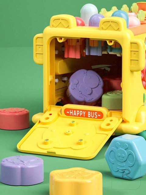 WOOPIE BABY Interaktywny Autobus Montessori Edukacyjny 6w1 Młoteczek Cymbałki +18 m