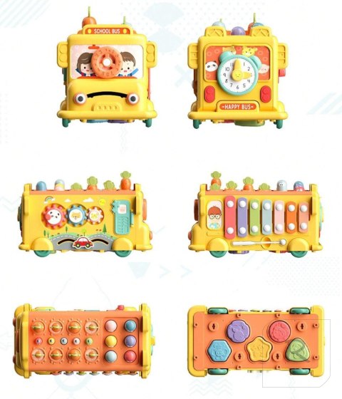 WOOPIE BABY Interaktywny Autobus Montessori Edukacyjny 6w1 Młoteczek Cymbałki +18 m