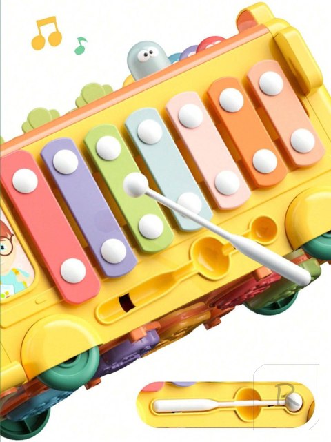 WOOPIE BABY Interaktywny Autobus Montessori Edukacyjny 6w1 Młoteczek Cymbałki +18 m