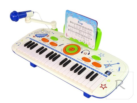 Elektryczne Pianino Keyboard Dla Dzieci Niebieski Nuty USB MP3