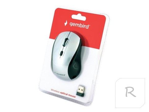 Gembird | Myszka Optyczna MUSW-4B-02-BS Bezprzewodowa USB Czarno-Srebrna