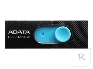 Napęd USB ADATA UV220 | Pojemność 64 GB | Kolor: Czarno-Niebieski | USB 2.0