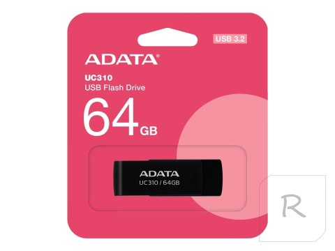 Pamięć USB ADATA UC310 o pojemności 64 GB with USB 3.2 Gen1 - Czarny