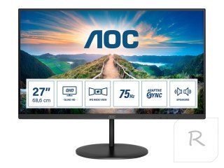 AOC | LCD Monitor | Q27V4EA | 27 " | IPS | QHD | 16:9 | 75 Hz | 4 ms | 2560 x 1440 | 250 cd/m² | Headphone out | HDMI ports quan