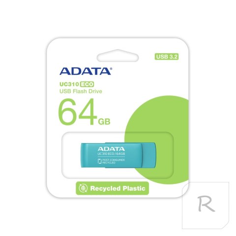 Pamięć USB ADATA UC310 ECO 64 GB 3.2 Gen1 Zielony