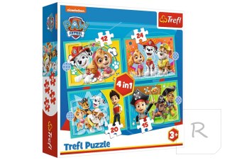 Puzzle 4w1 Psi Patrol Wesoła ekipa Psiego Patrolu Trefl 34346