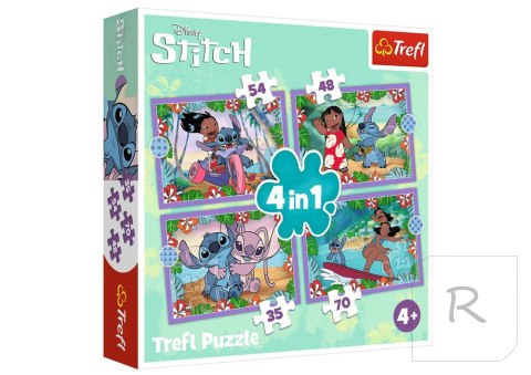 Puzzle 4w1 Szalony Dzień Lilo & Stich Trefl 34633