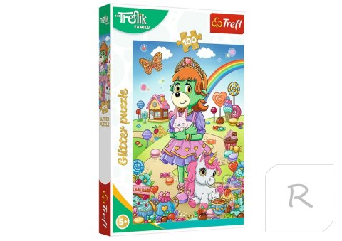 Puzzle z brokatem Rodzina Treflików 100 el. Brokatowe Trefliki Trefl 14833