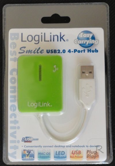 4-portowy koncentrator Logilink | USB 2.0, Smile, zielony