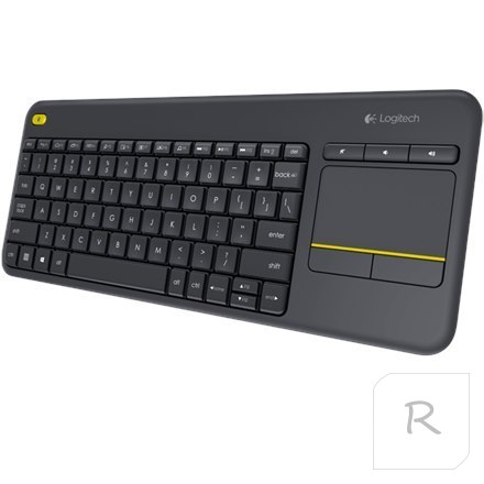 Logitech | K400 Plus | Klawiatura z gładzikiem | Bezprzewodowa | NL | Czarna | Port USB | 380 g