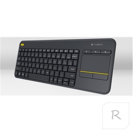 Logitech | K400 Plus | Klawiatura z gładzikiem | Bezprzewodowa | NL | Czarna | Port USB | 380 g