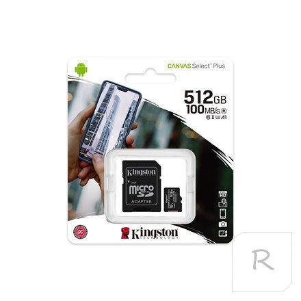 Kingston | Canvas Select Plus | 512 GB | Micro SD | Pamięć flash klasy 10 | Adapter SD