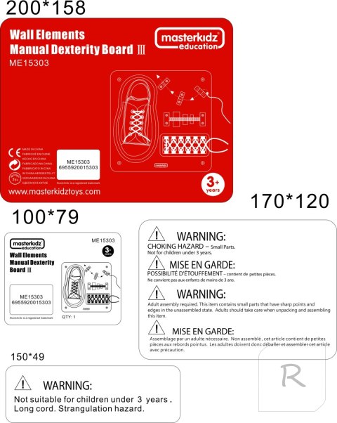 MASTERKIDZ Tablica Edukacyjna - Zręczność Manualna Sznurowanie Montessori