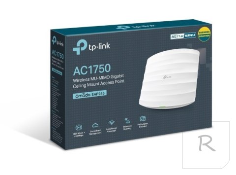 TP-LINK | EAP245 | Punkt dostępowy | 802.11ac | 2.4GHz i 5GHz | 450+1300 Mbit/s | 10/100/1000 Mbit/s | Porty Ethernet LAN (RJ-45