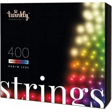 Twinkly|Strings Smart LED Lights 400 RGBW (Multicolor + White), 32m, czarny przewód|RGBW - 16M+ kolorów + Ciepła biel