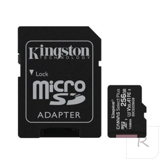 Kingston | Canvas Select Plus | UHS-I | 256 GB | MicroSDXC | Pamięć flash klasy 10 | Adapter SD