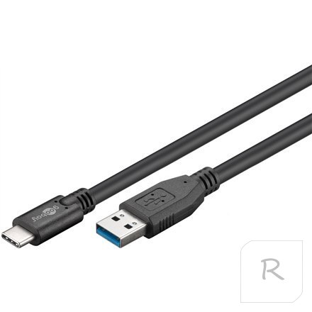 Kabel USB-C Goobay, męski USB-C do męskiego USB typu A, czarny, 3 m - 73141 Sync & Charge Super Speed, 12 miesięcy gwarancji, 0.