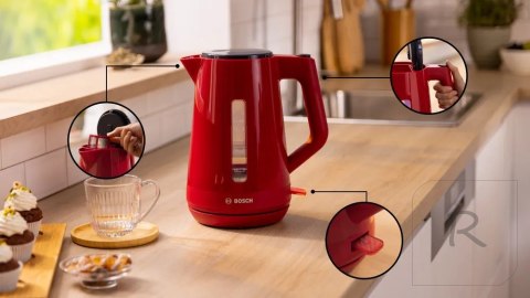 Bosch Kettle | TWK1M124 | Electric | 2400 W | 1.7 L | Plastic | 360° rotational base | Red