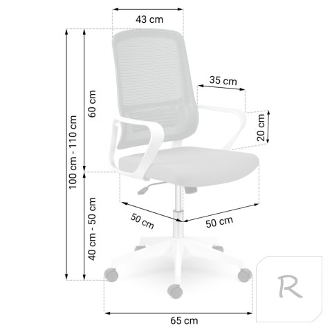 Fotel biurowy z mikrosiatki Sofotel Wizo szaro-biały