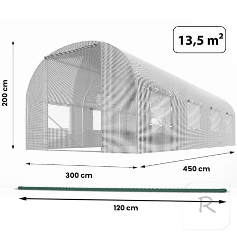 Tunel ogrodowy 3 x 4,5 m (13,5m2) biały Plonos