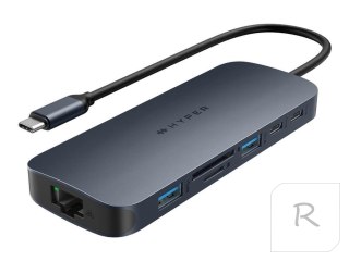 Uniwersalny hub USB-C HyperDrive EcoSmart Gen.2 z 10 funkcjami, zasilaniem przez PD3.1 o mocy 140 W, z przepustowością Ethernet