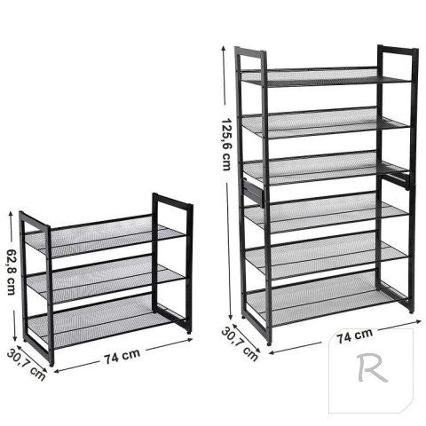 Regał na buty metalowy czarny 3 poziomy