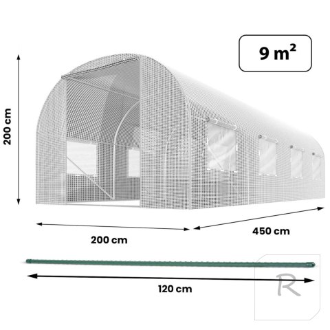 Tunel ogrodowy 2 x 4,5 m (9 m2) biały Plonos